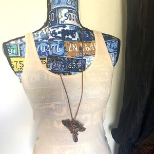 Copper color heart necklace with wings